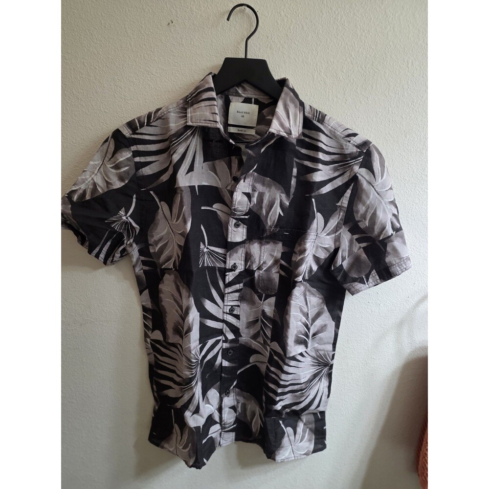 Billy Reid‎ Short Sleeve Tiled Elephant Ear Treme Cotton Linen Shirt MSRP $200